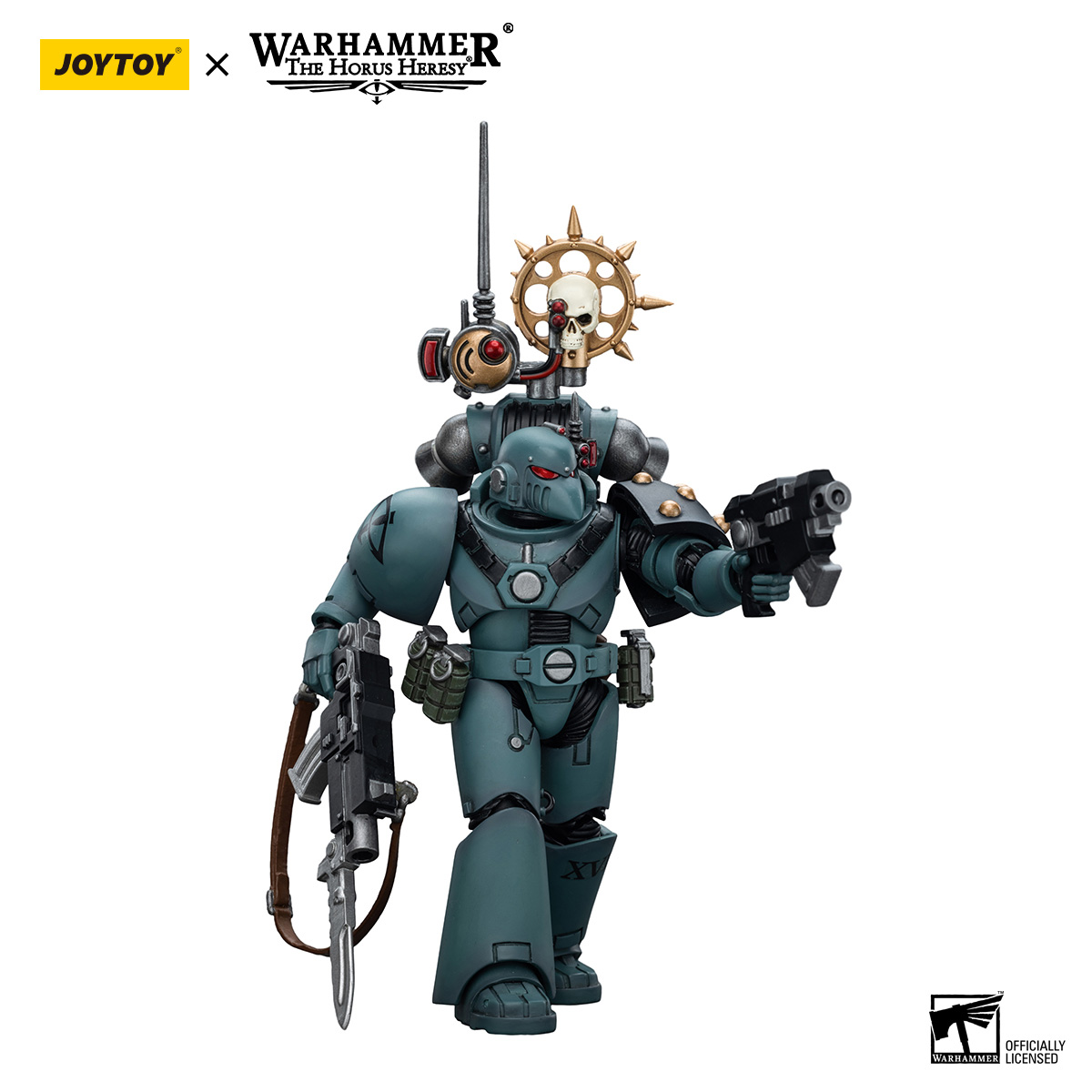 JOYTOY Warhammer 40.000 Set 5 Figure Sons Of Horus, Scala 1/18 (ca. 13 Cm). Con Ascia Da Guerra, Dettagli Danneggiati. Collezionismo 15+. - 3