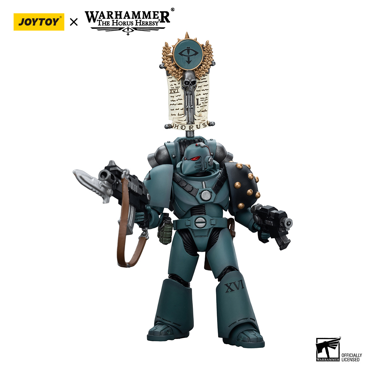 JOYTOY Warhammer 40.000 Set 5 Figure Sons Of Horus, Scala 1/18 (ca. 13 Cm). Con Ascia Da Guerra, Dettagli Danneggiati. Collezionismo 15+. - 2
