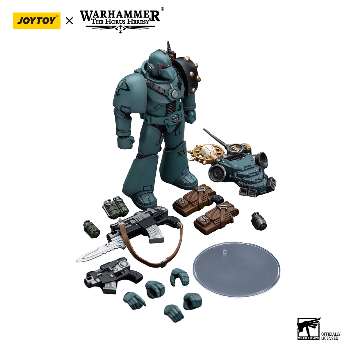 JOYTOY Warhammer 40.000 Set 5 Figure Sons Of Horus, Scala 1/18 (ca. 13 Cm). Con Ascia Da Guerra, Dettagli Danneggiati. Collezionismo 15+. - 4