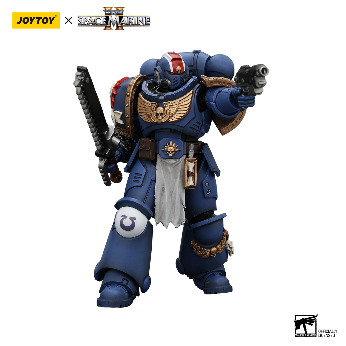 JoyToy Warhammer 40K Ultramarines Lieutenant Avec Power Fist – Figurine 1/18 Hautement Articulée, Détails Époustouflants